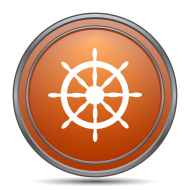 Deniz tekerlek simgesi. Beyaz arka plan turuncu internet düğme