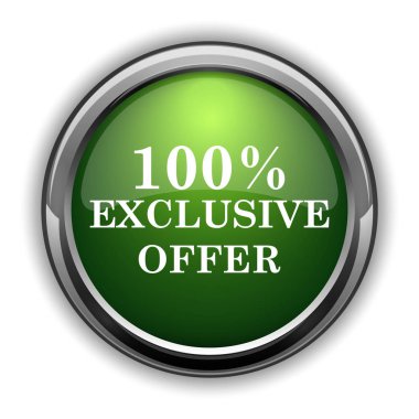 % 100 özel teklif simgesi. % 100 özel teklif Web sitesi düğmesini beyaz arka plan üzerinde