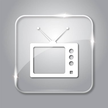 Retro tv simgesi. Gri arka plan şeffaf Internet düğmesini