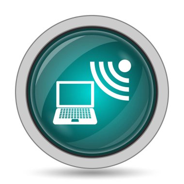 Kablosuz dizüstü bilgisayar kutsal kişilerin resmi, beyaz arka plan üzerinde Web sitesi düğmesini