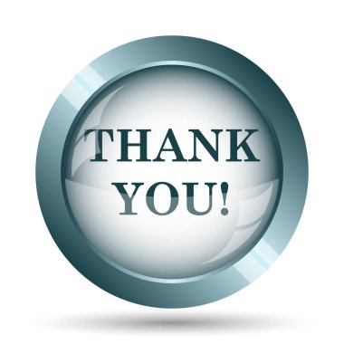 Teşekkür ederim simgesi. Beyaz arka plan üzerinde Internet düğmesi.