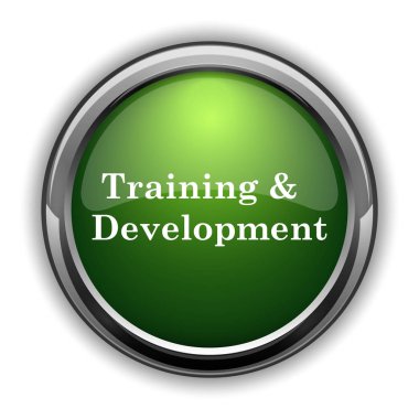 Eğitim ve geliştirme simgesi. Beyaz arka plan üzerinde eğitim ve geliştirme web sitesi düğmesini