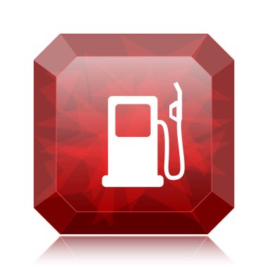 Gaz pompası kırmızı kutsal kişilerin resmi web sitesi düğme beyaz arka plan üzerinde