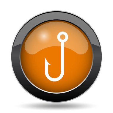 Balık simgesi kanca. Beyaz arka plan üzerinde Web sitesi düğmesini Balık kanca