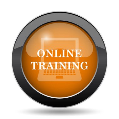 Çevrimiçi eğitim simgesi. Çevrimiçi eğitim web sitesi düğmesini beyaz arka plan üzerinde