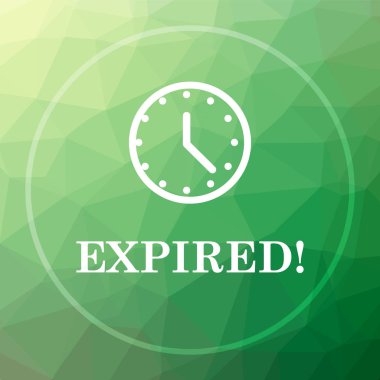 Süresi dolan simgesi. Yeşil düşük poli arka plan üzerinde Web sitesi düğmesini süresi