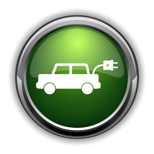 電気車のアイコン 白い背景のウェブサイトのボタンを電気自動車 — ストック写真