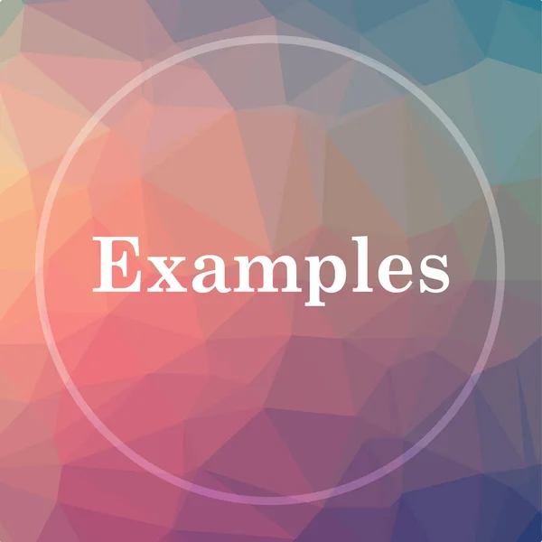 Examples icon. Examples website button on low poly background