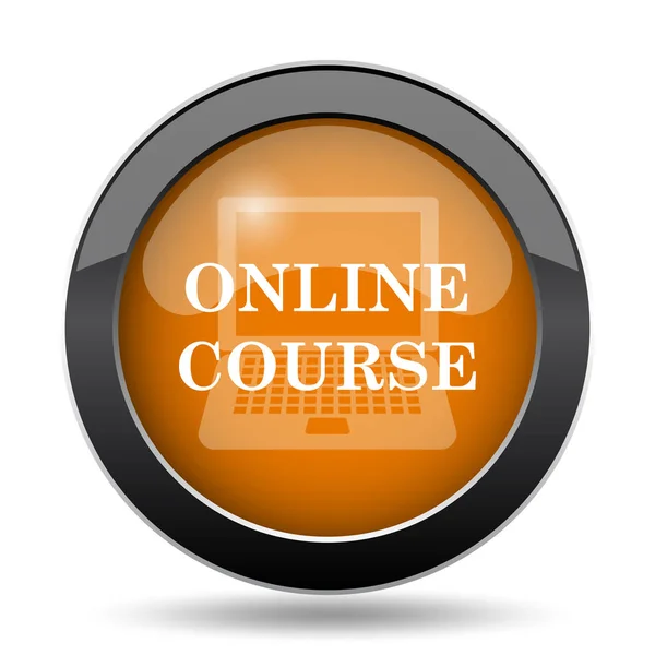 オンライン コースのアイコン 白い背景の上のオンライン コースのウェブサイト ボタン — ストック写真