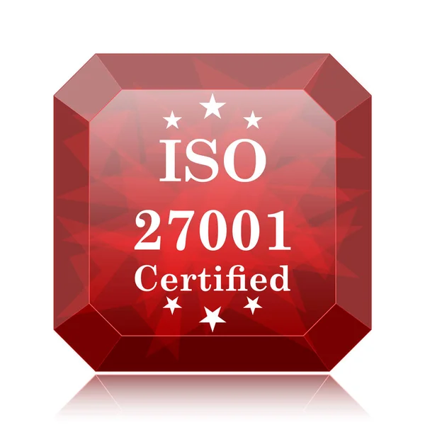Iso 27001 Icono Botón Rojo Del Sitio Web Sobre Fondo —  Fotos de Stock