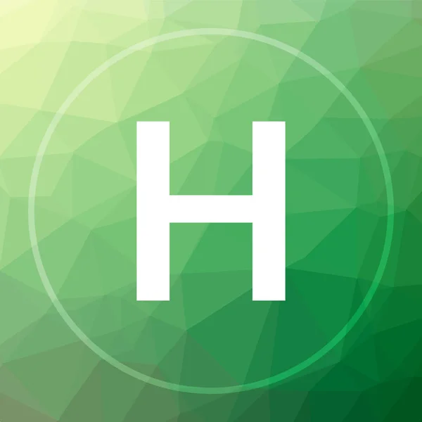 Ikona Szpitala Przycisk Strony Internetowej Szpitala Tle Zielonej Low Poly — Zdjęcie stockowe