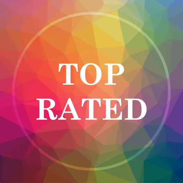 Top rated  icon. Top rated  website button on low poly background