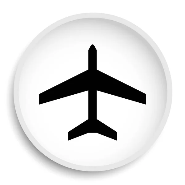 Ícone Avião Botão Internet Fundo Branco — Fotografia de Stock