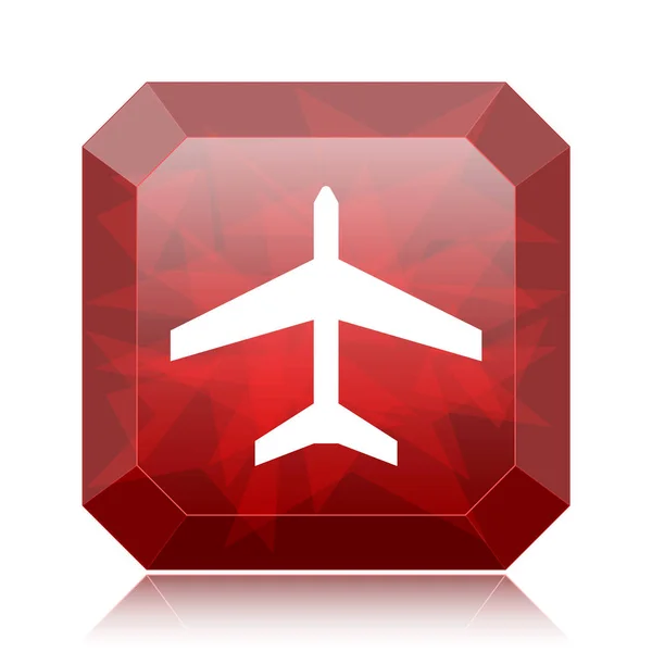 Przycisk Strony Internetowej Ikona Czerwony Samolot Białym Tle — Zdjęcie stockowe