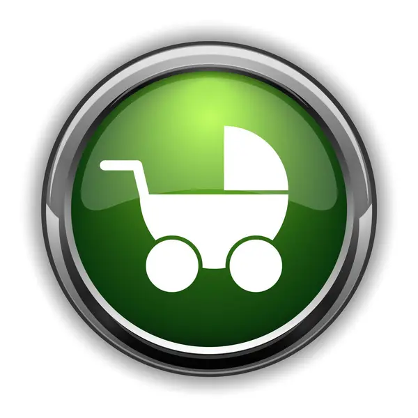 Het Pictogram Van Kinderwagen Kinderwagen Website Knop Witte Achtergrond — Stockfoto