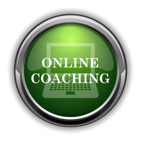Online coaching icon. Online coaching website button on white background