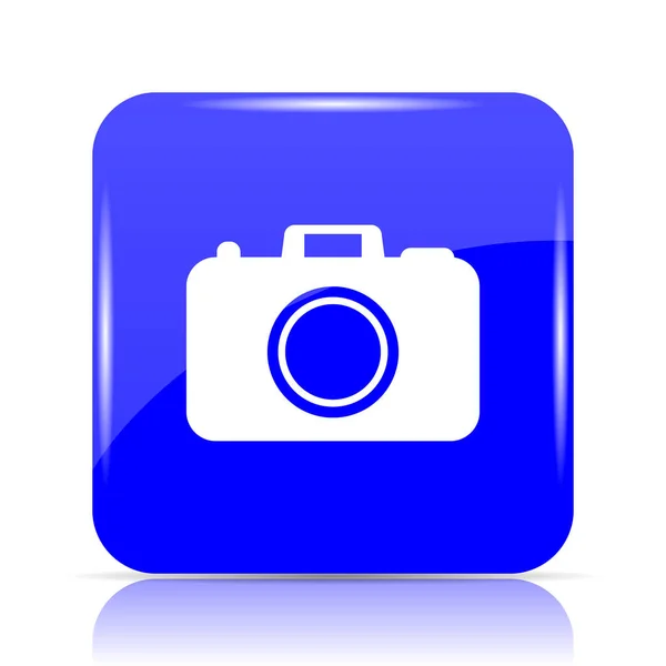 Foto Camera Pictogram Blauwe Website Knop Witte Achtergrond — Stockfoto
