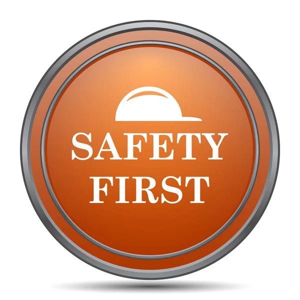 Ασφάλεια Πρώτο Εικονίδιο Πορτοκαλί Κουμπί Internet Άσπρο Φόντο — Φωτογραφία Αρχείου