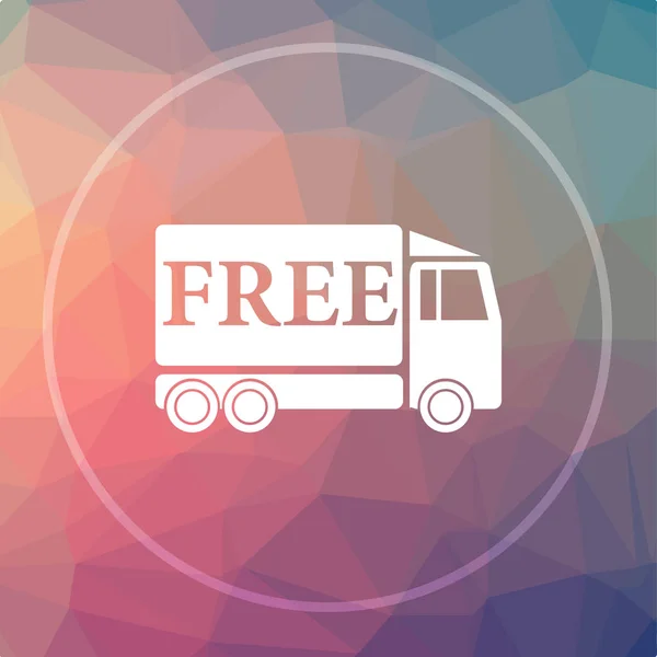 Free delivery truck icon. Free delivery truck website button on low poly background