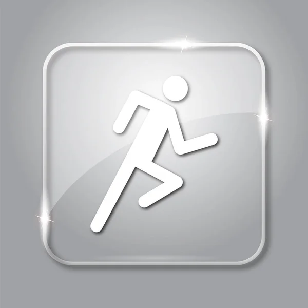 Икона Бегущего Человека Прозрачная Кнопка Доступа Интернет Сером Фоне — стоковое фото