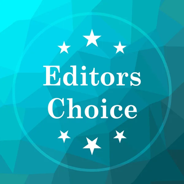 Editors choice icon. Editors choice website button on blue low poly background