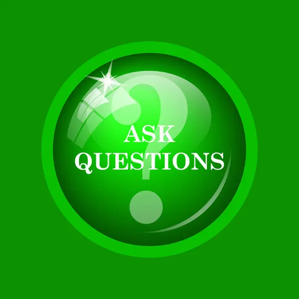 Ask questions icon. Internet button on green background.