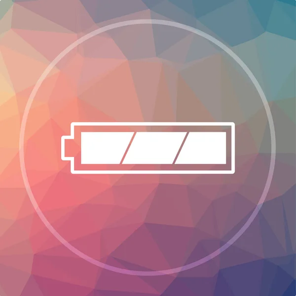 Fully charged battery icon. Fully charged battery website button on low poly background