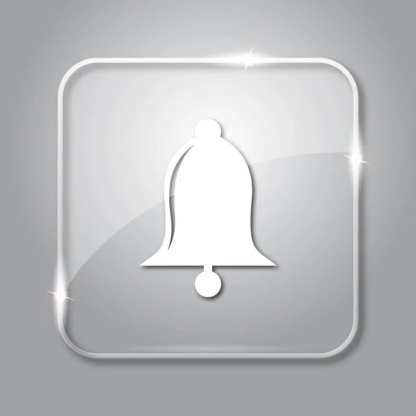 Bell icon. Transparent internet button on grey background