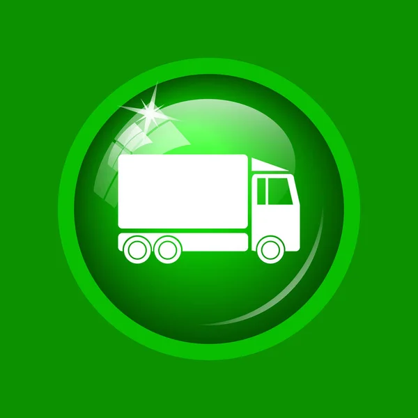 Ikona Samochodu Ciężarowego Przycisk Internet Zielonym Tle — Zdjęcie stockowe