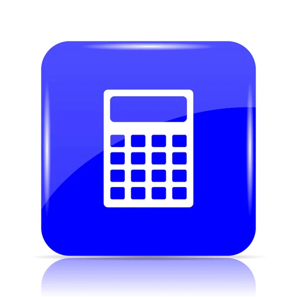 Ícone Calculadora Botão Azul Site Fundo Branco — Fotografia de Stock