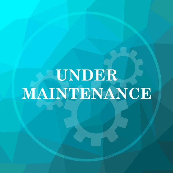 Under maintenance icon. Under maintenance website button on blue low poly background