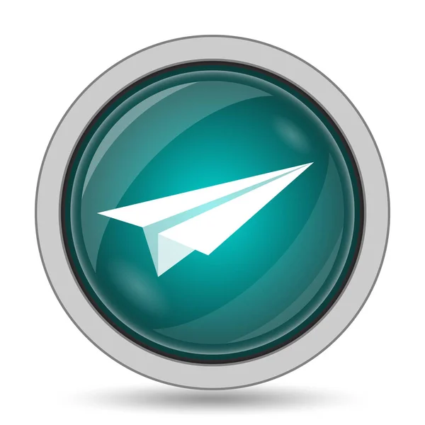 Иконка Бумажного Самолета Кнопка Белом Фоне — стоковое фото