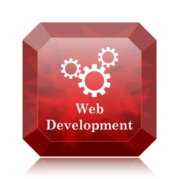 白い背景の Web 開発アイコン 赤いウェブサイト ボタン — ストック写真