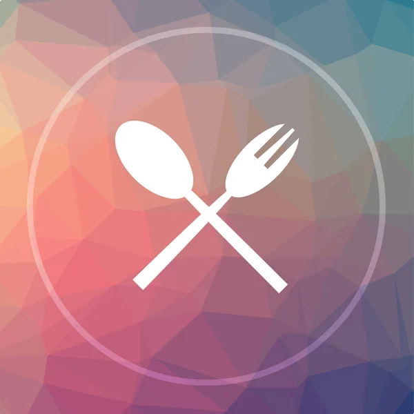 Fork Spoon Icon Fork Spoon Website Button Low Poly Background — Stock Photo, Image