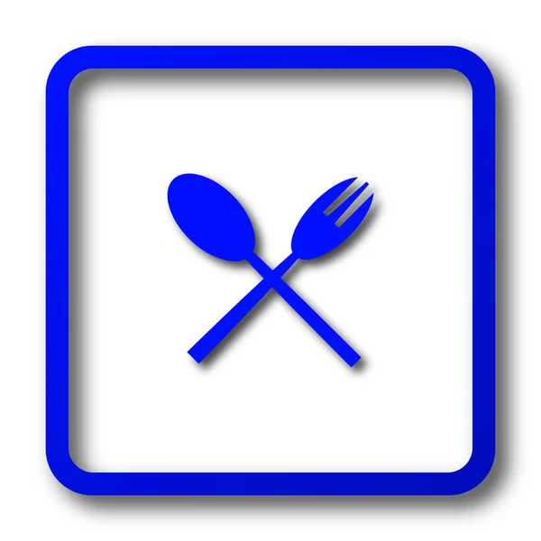 叉子和勺子图标 在白色背景下的叉子和勺子网站按钮 — 图库照片