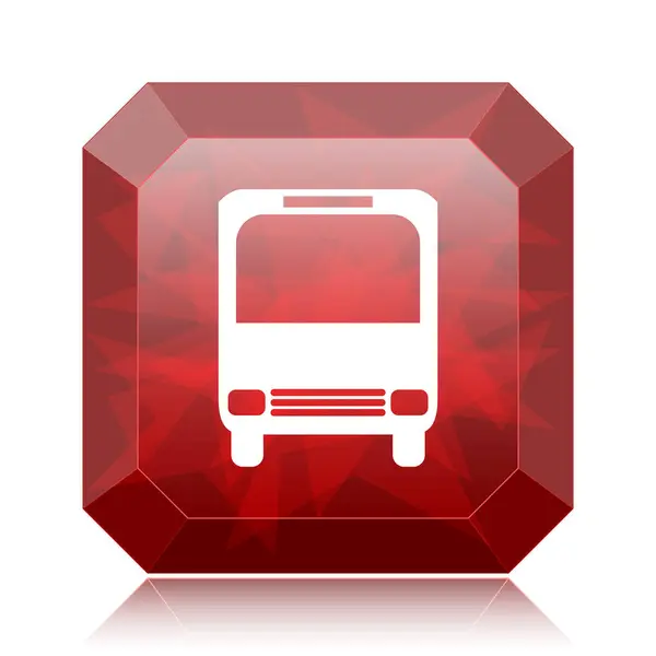 Ícone Ônibus Botão Vermelho Site Fundo Branco — Fotografia de Stock