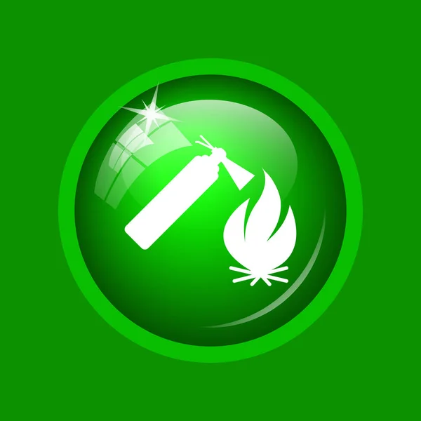 Ícone Fogo Botão Internet Fundo Verde — Fotografia de Stock