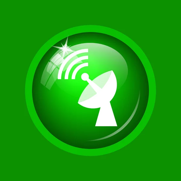 Ikona Bezdrátové Antény Internet Tlačítko Zeleném Pozadí — Stock fotografie