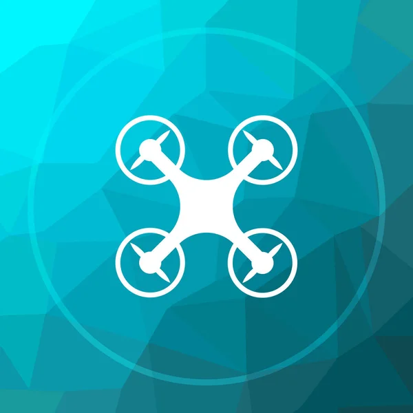 Drone Icon Drone Website Button Blue Low Poly Background — Stock Photo, Image