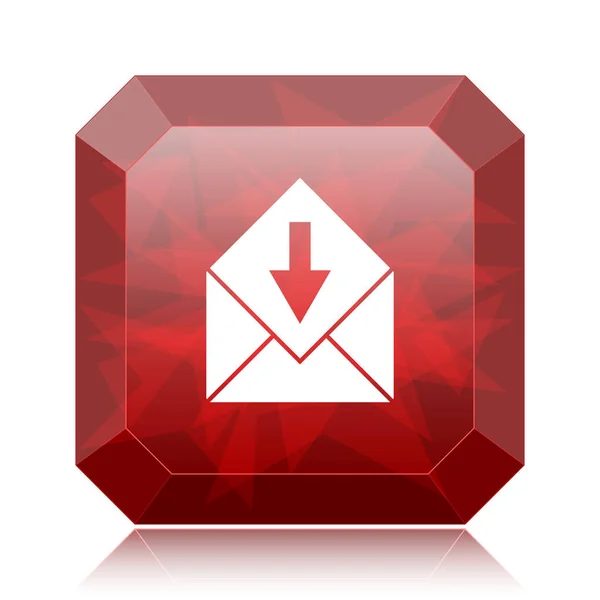 Получить Электронной Почте Значок Красный Сайт Кнопку Белом Фоне — стоковое фото