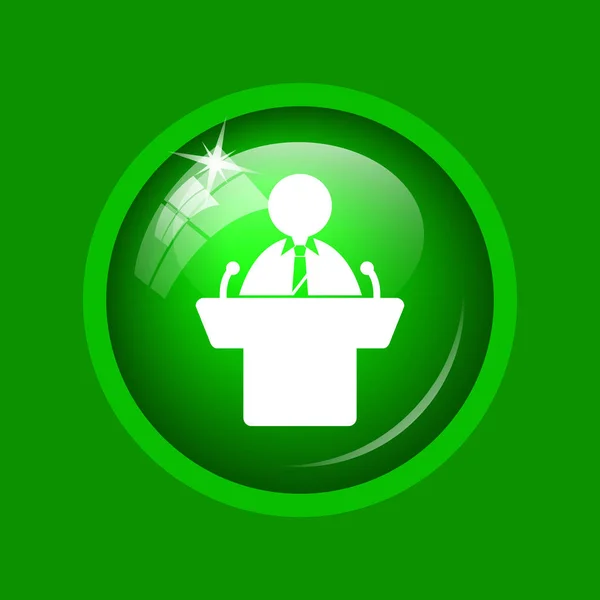 Speaker icon. Internet button on green background.
