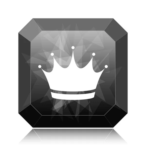 白い背景の上の王冠アイコン 黒ウェブサイト ボタン — ストック写真