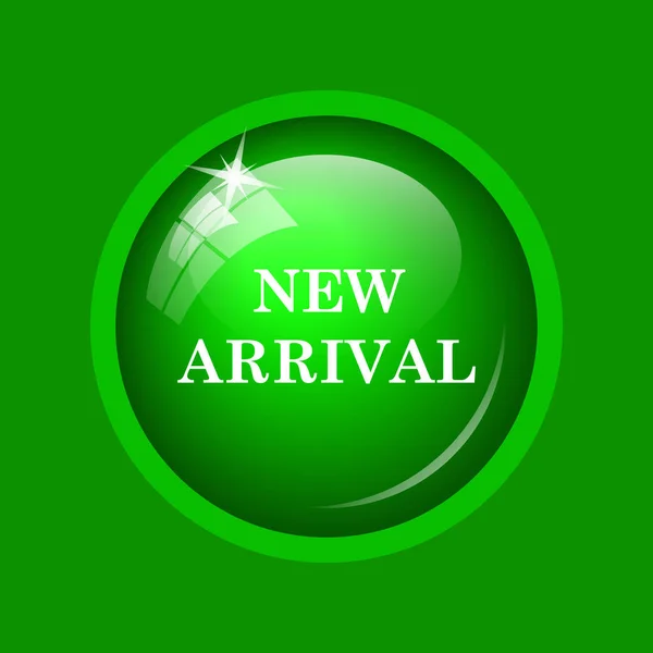 New arrival icon. Internet button on green background.