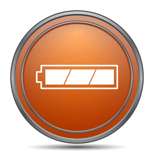 完全に充電されたバッテリのアイコン 白い背景の上のオレンジ色のインター ネット ボタン — ストック写真