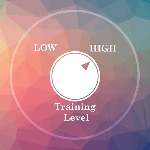 Training level icon. Training level website button on low poly background