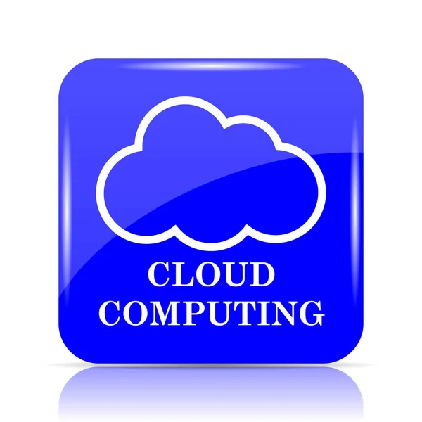 Icona Cloud Computing Pulsante Blu Sito Web Sfondo Bianco — Foto Stock