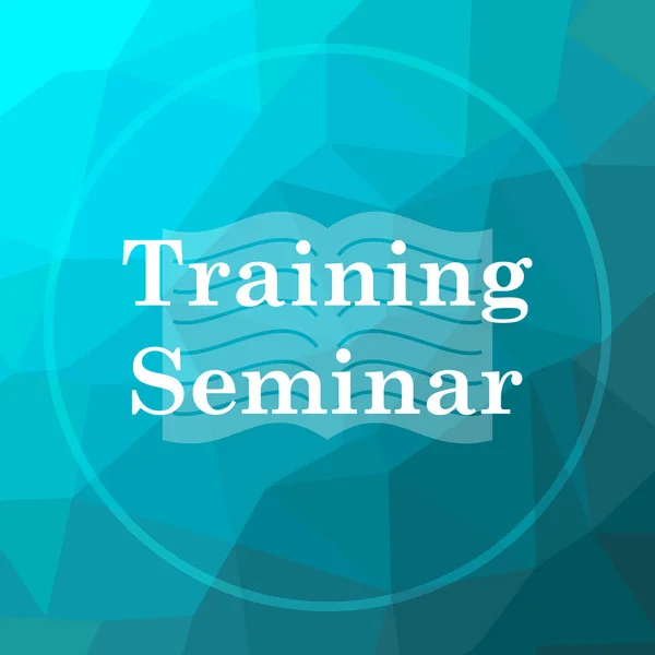 Training seminar icon. Training seminar website button on blue low poly background