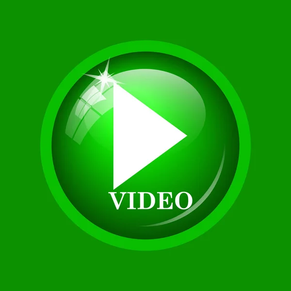 Значок Воспроизведения Видео Кнопка Интернет Зеленом Фоне — стоковое фото