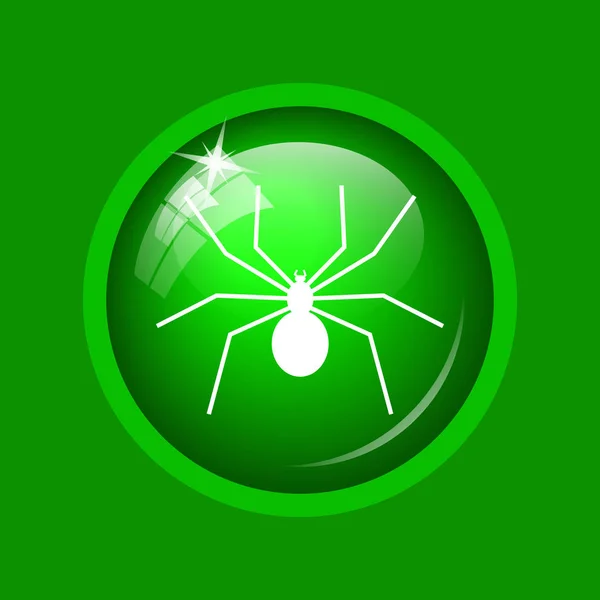 Icono Araña Botón Internet Sobre Fondo Verde — Foto de Stock