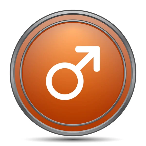 Znak Mužského Pohlaví Ikona Oranžové Tlačítko Internet Bílém Pozadí — Stock fotografie